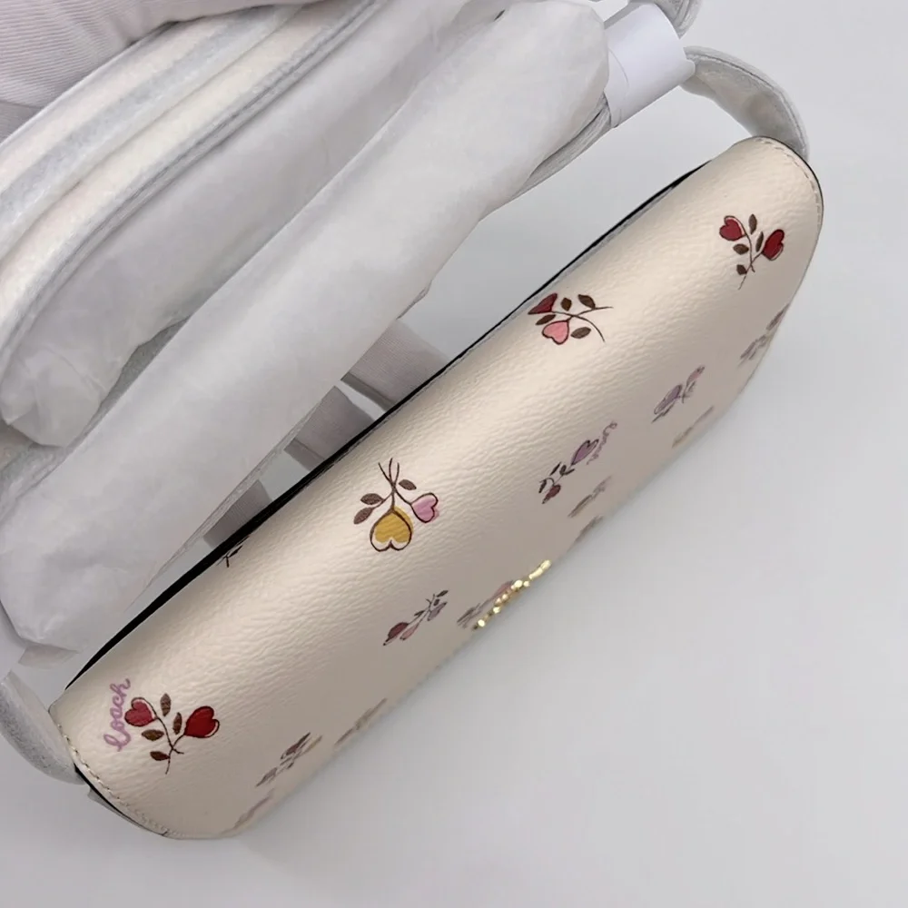 Coach Anna Foldover Clutch Crossbody Bag With Heart Print